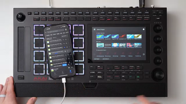 So you can see I have my phone plugged directly into my MPC in the back here with a USB-C cable.