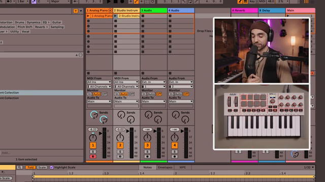 Man sieht tatsächlich, dass das Pad hier orange ist und das andere Pad gelb, was die Clips in Ableton Live widerspiegelt.