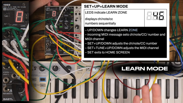 When I hit the up and down buttons, I'm gonna change learn zone, which means I can learn a midi channel for each of those four oscillators.