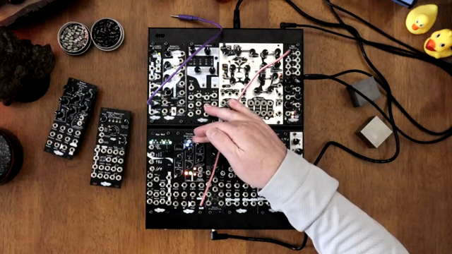 The jump button shifts all oscillator pitches by one octave while pressed or when a high gate is present.
