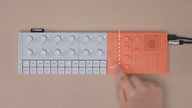 Die LED synchronisiert sich mit der Loop-Länge und bietet eine visuelle Darstellung der Loop-Länge.