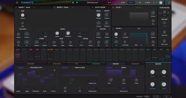 This creates variations between voices, giving each note its own distinct character, similar to vintage synthesizers.