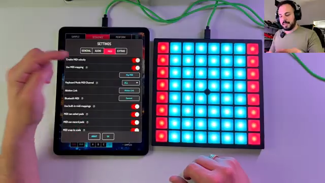 Hier sieht man den Button 'MIDI zuweisen'. Wenn wir darauf klicken, wird alles, was MIDI-programmierbar ist, grün hervorgehoben.