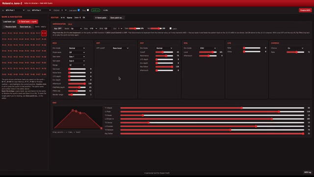 Ich habe diesem Editor noch etwas hinzugefügt, was der Alpha Juno nicht hat: einen Arpeggiator.